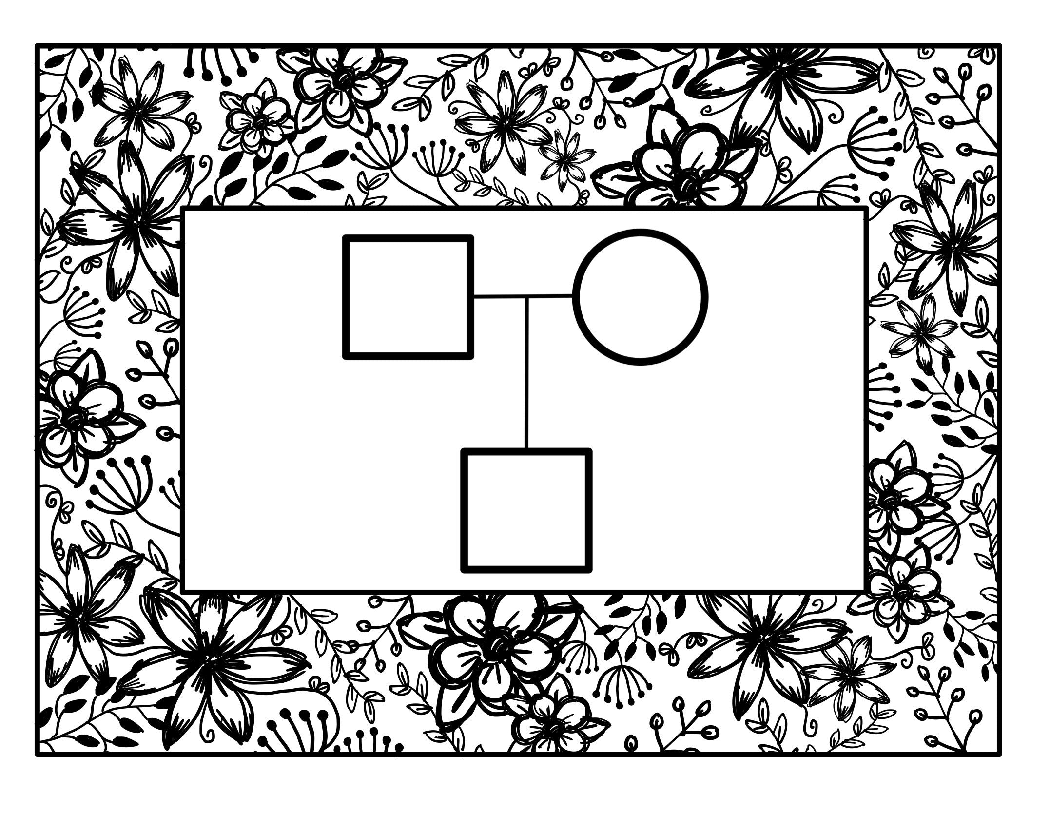 Male + Female Couple + 1 Male Child Pedigree BW - Digital Download