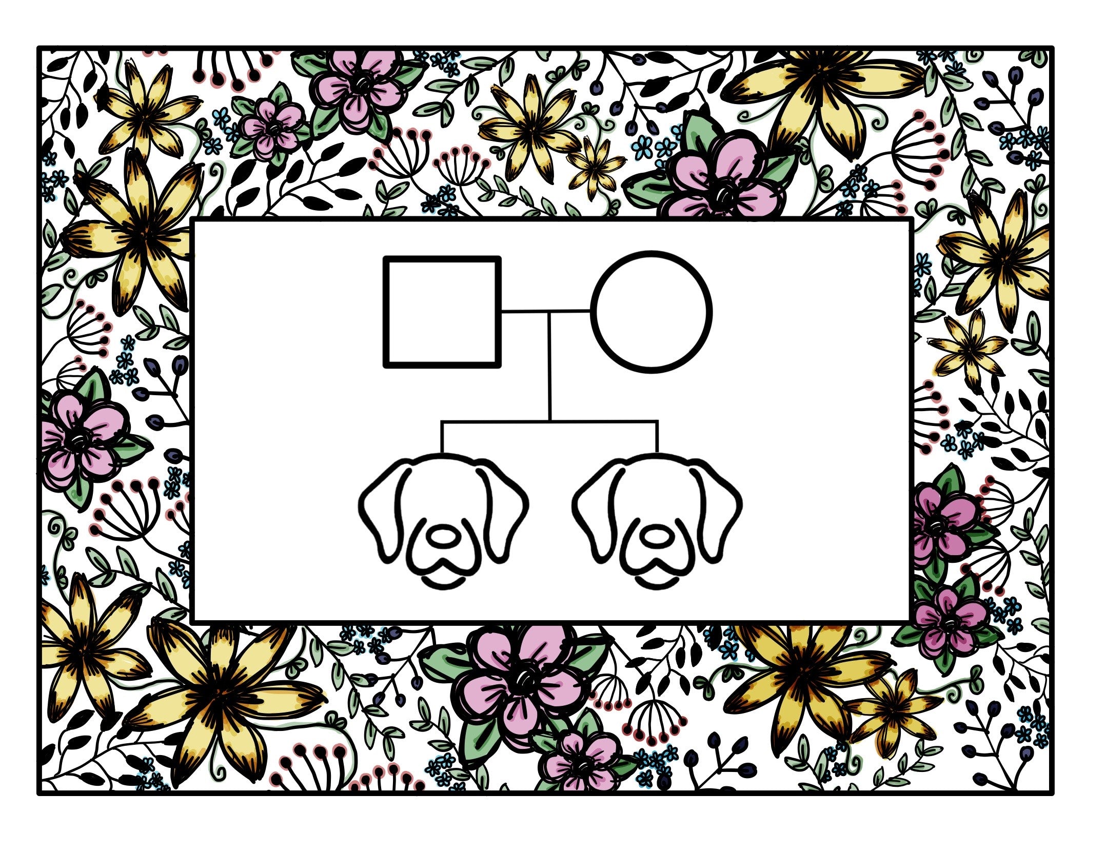 Male + Female Couple + 2 Dogs Pedigree - Digital Download